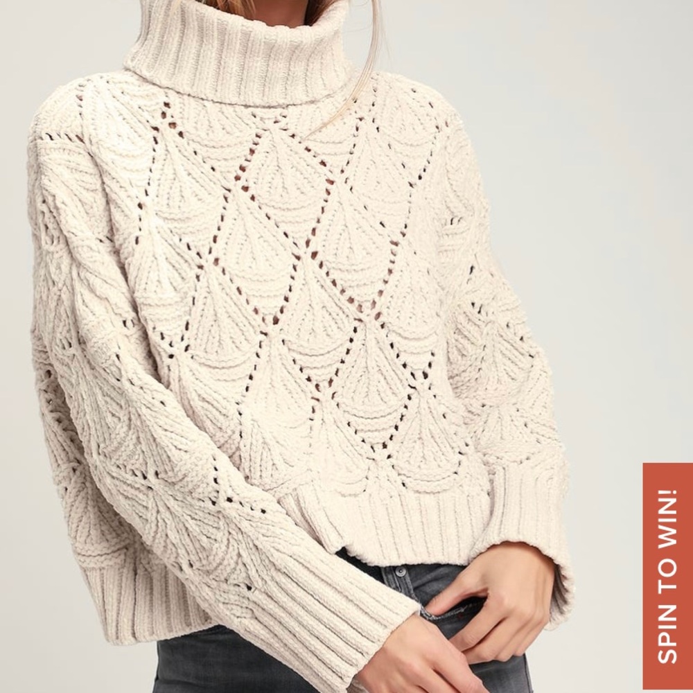 Smiling Sweetly Chenille Knit Turtleneck Sweater
